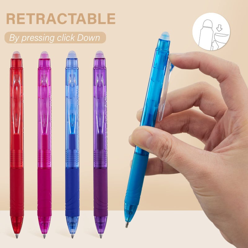 ParKoo Retractable Erasable Gel Pens Clicker, Fine Point, No Need for White Out, Assorted Color Inks for Planners and Crossword Puzzles, 7-Pack - Image 3